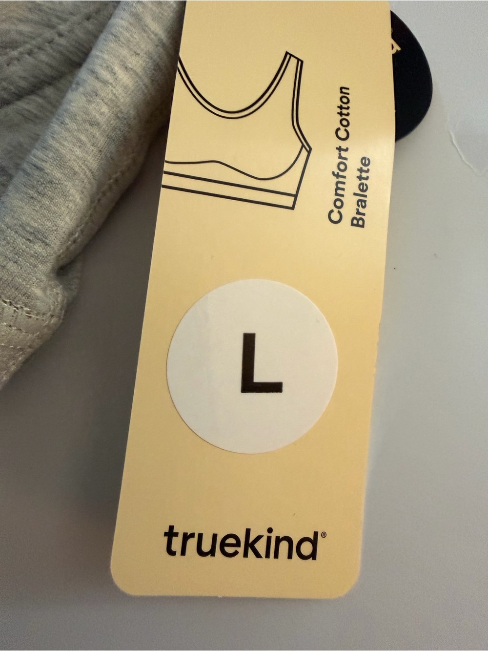 Truekind Comfort Cotton Bralette Gray Size Large NWT - Picture 2 of 5